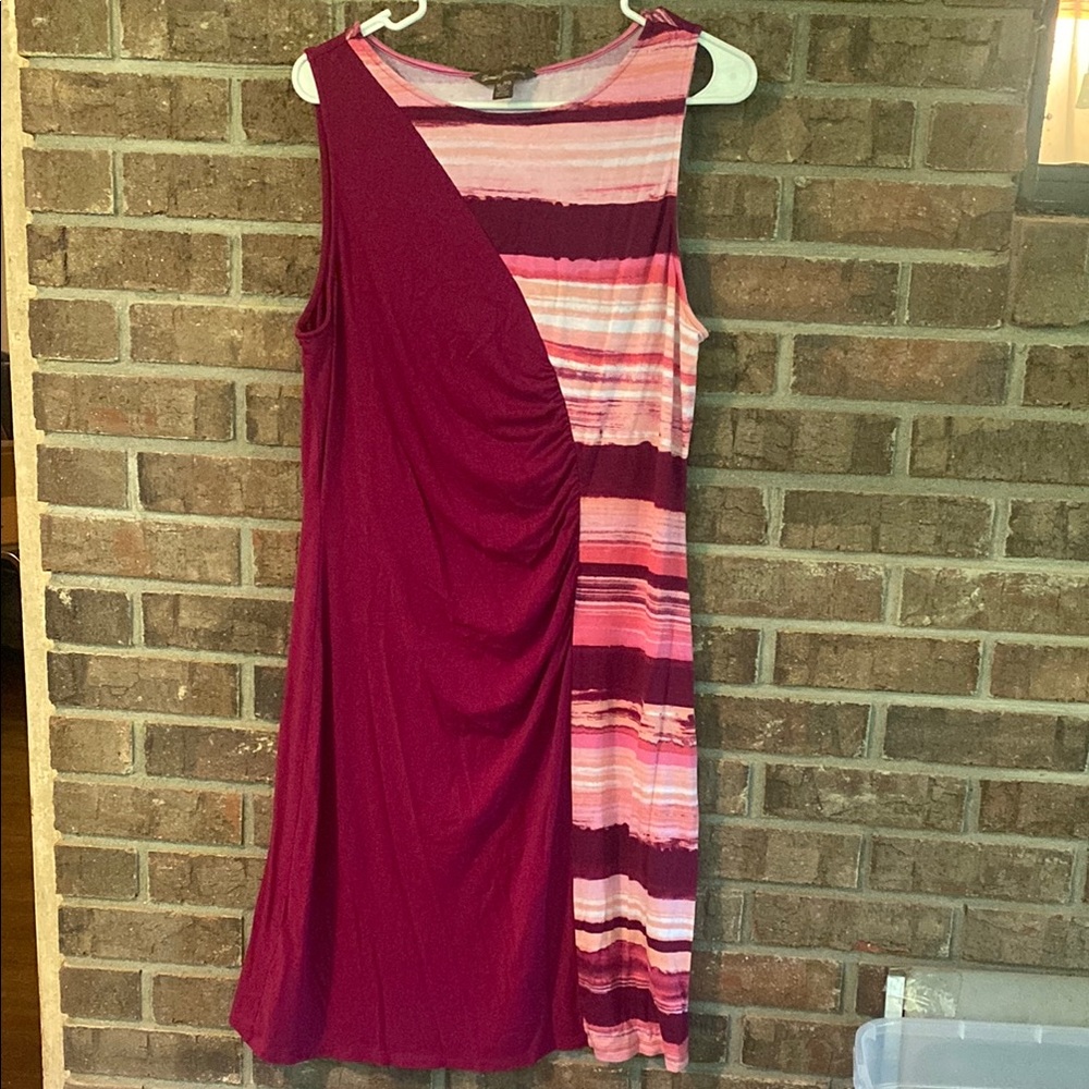 Tommy Bahama Asymmetrical Ruched Maxi Dress Red and Pink